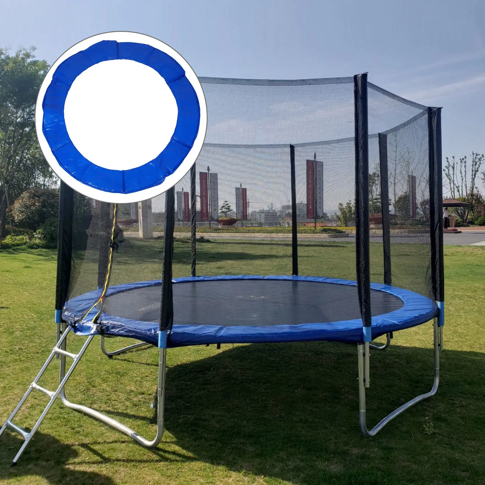 Trampoline Spring Cover - แผ่นรองกันกระแทกสำหรับแทรมโพลีนแบบเปลี่ยนได้ ผ้าคลุมเตียงกระโดดพร้อมแผ่นรองกันกระแทก อุปกรณ์เสริม PE