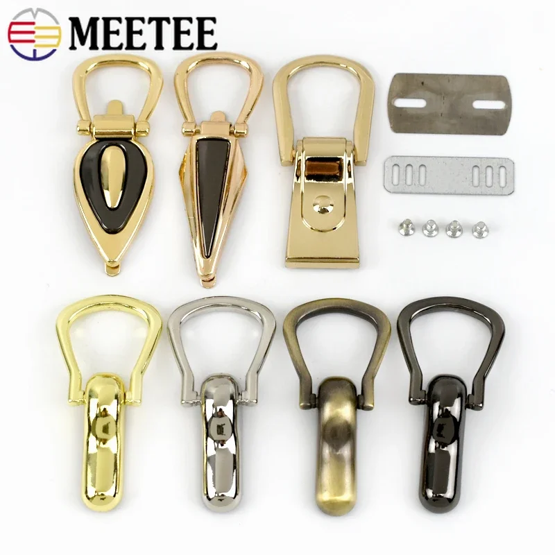 2/4/10Pcs Meetee D Ring Metal Side Clip Buckle Handbag Connector Clasp Bag Strap Leather Chain Hanger Hook Clamp DIY Accessories