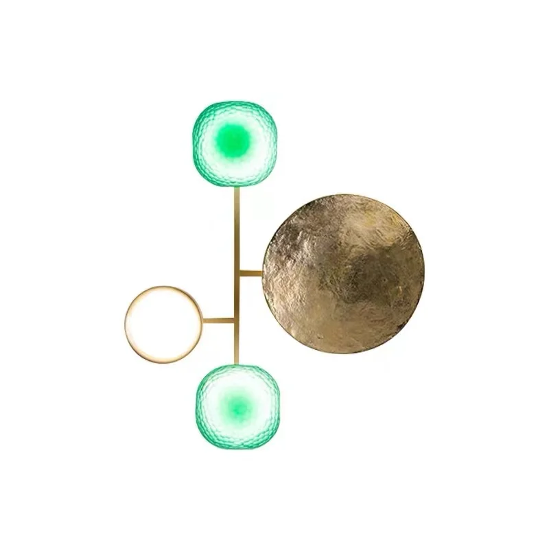 Imagem -01 - Led Pós-moderna Cobre Vidro Dourado Verde Conduziu a Lâmpada de Parede Luz da Lâmpada Parede Arandela para o Quarto Corredor led pos moderna cobre vidro dourado verde conduziu a lampada de parede luz da lampada parede arandela para o quarto corredor 01