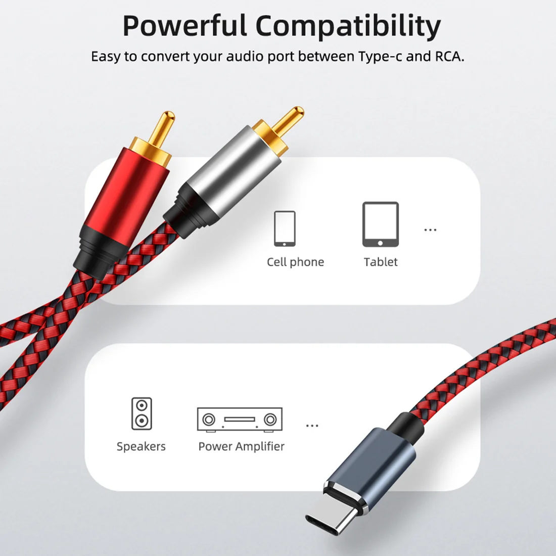 

Durable-Design USB C to 2 RCA Audio Cable Type C Male to 2 RCA Male Audio Cable 1M