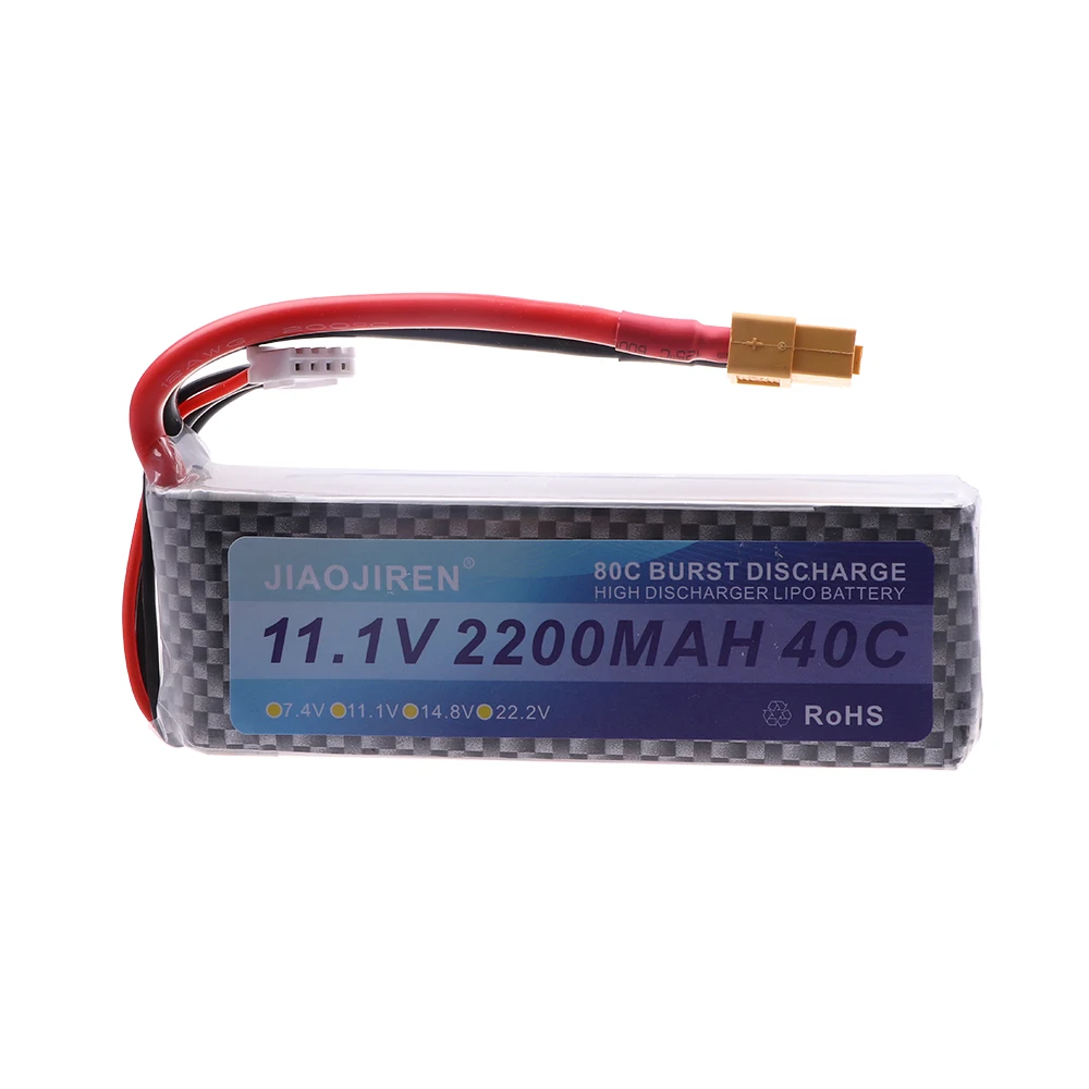 بطارية ليبو لطائرة الهليكوبتر RC ، كوادكوبتر ، سيارات ، طائرة مع T ، XT60 ، XT30 ، JST Plug ، 3S ، 11.1V ، 2200mAh ، 3S ، 40C