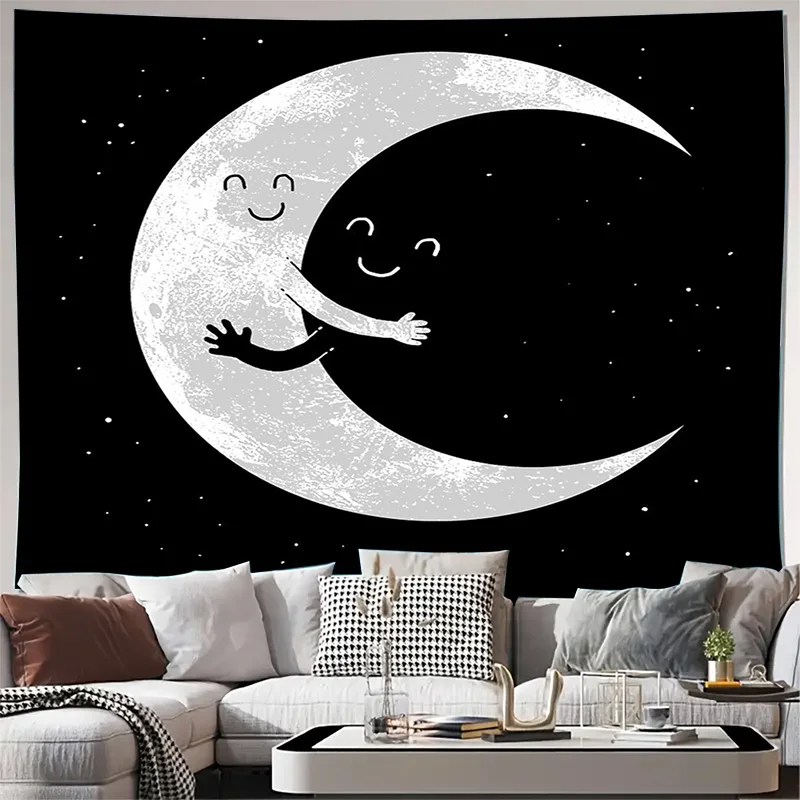 Celestial Moon Tapestry Galaxy Wall Hanging Boho Home Decor Space Aesthetic Nebula Tapestry Universe Backdrop Cosmic Room Decor