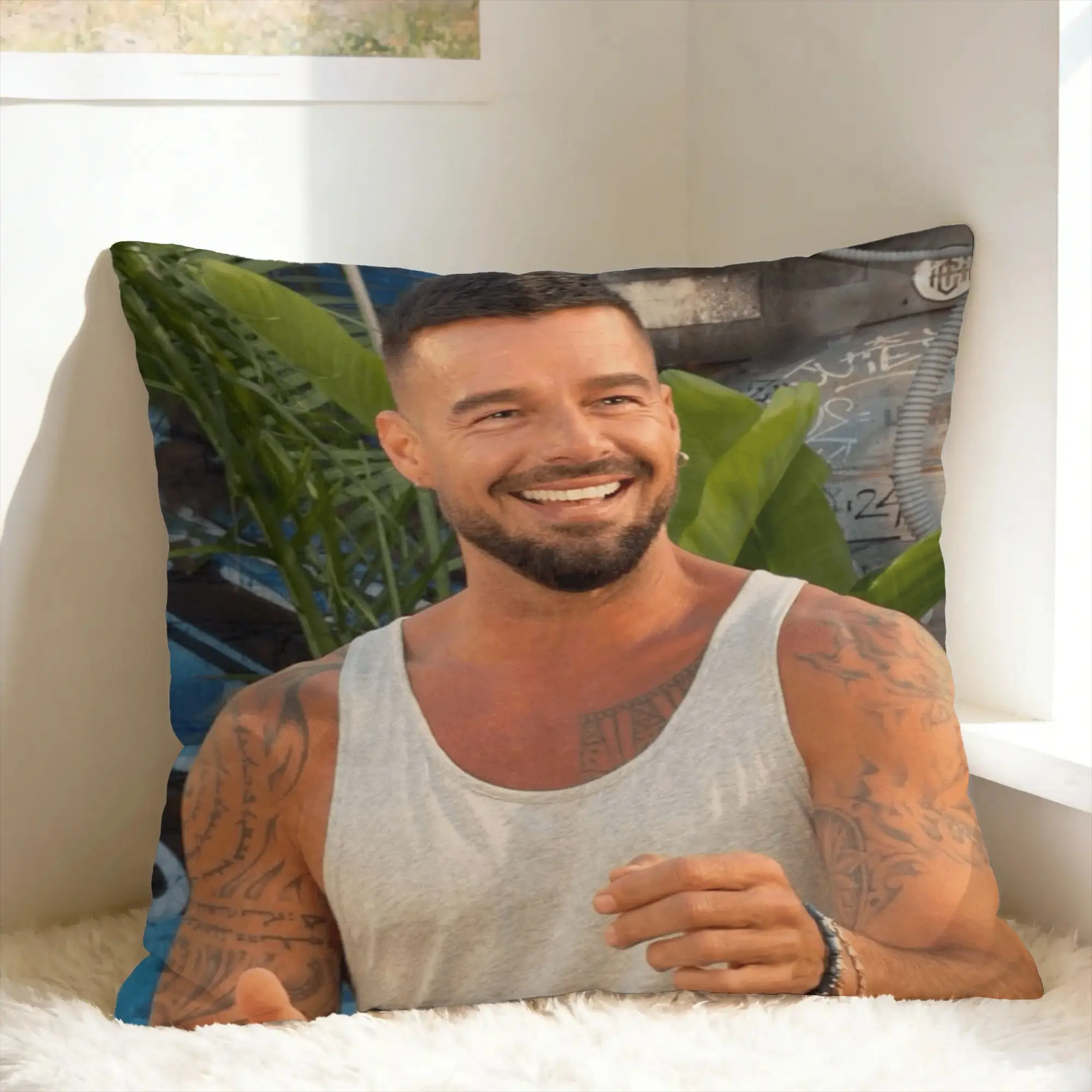 Funda de almohada R-Ricky Martin, funda de almohada moderna para decoración del hogar, funda de cojín suave, regalo