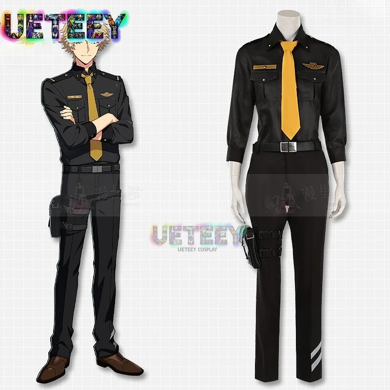 

UETEEY HELIOS Rising Heroes Will Sprout Black Uniform Cosplay Costume Set Halloween Custom Size