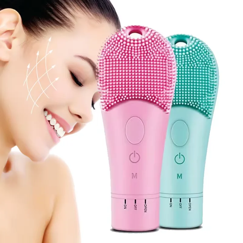 2024 Electric Facial Cleansing Skin Care Ultrasonic Silicone High Frequency Vibration Heating Massager Pore Face Brush