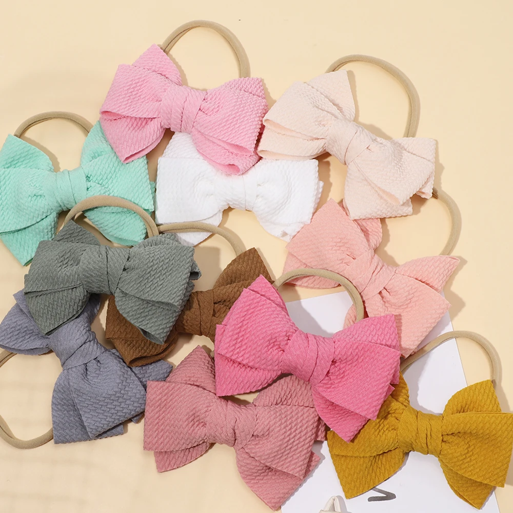 

36pc/lot 4.3" Solid Waffle Fabric Hair Bow Nylon Headband,Kids Waffle Bows Hair Clips Girls Hairpin Hair Accessories Wholesale