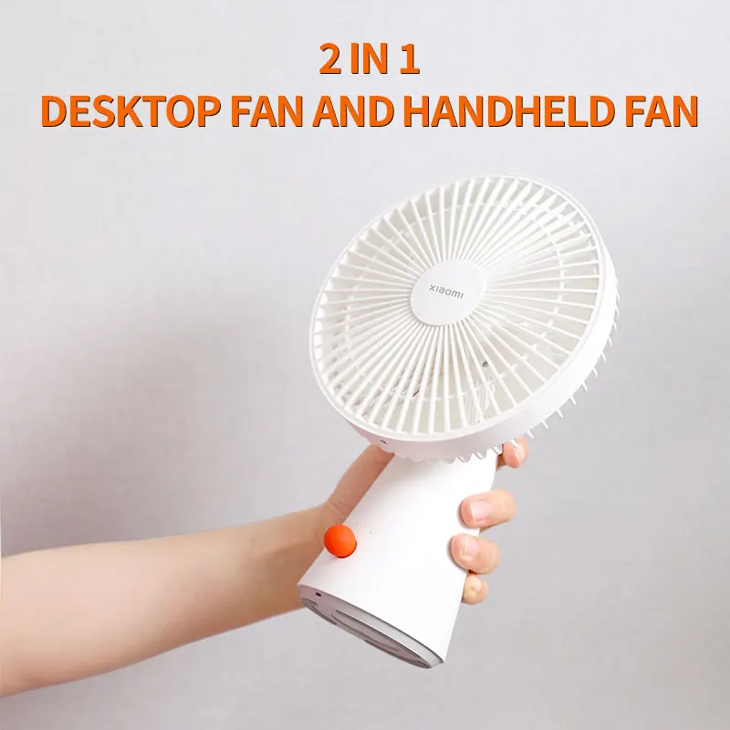 XIAOMI 2 in 1 4Gears Speed Mini Handheld Electric Fan Portable Quiet Wider Angle USB Rechargeable Air Cool Table Fan Home Office