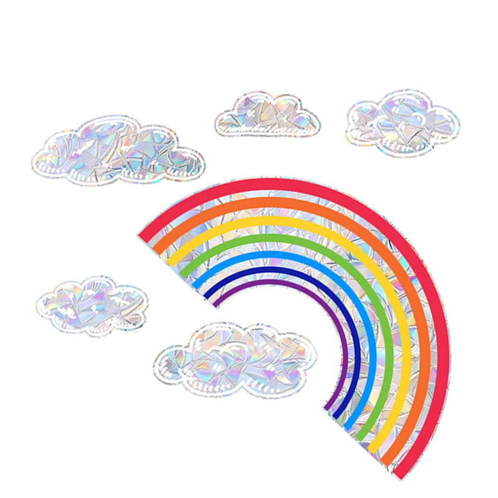 

3PCS Rainbow Window Stickers Reflect Sunlight Colorful Effect Home Decor Static Cling Decals Bird Safety Glass Door