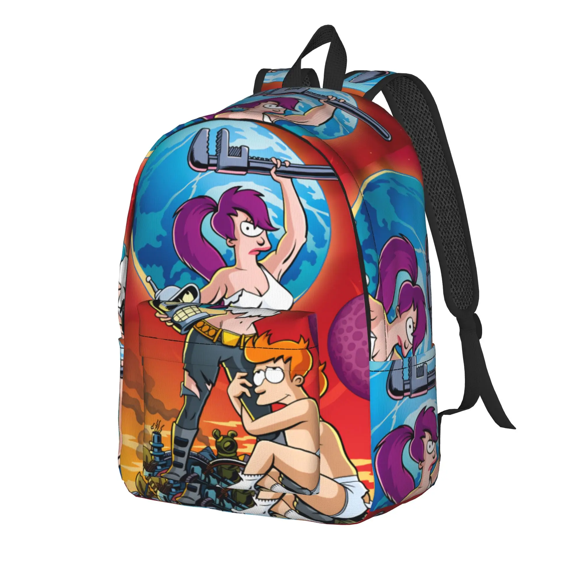 Futuramas Cartoon Comic Backpack  Teen Polyester Workout Backpacks Soft Cool High School Bags Rucksack