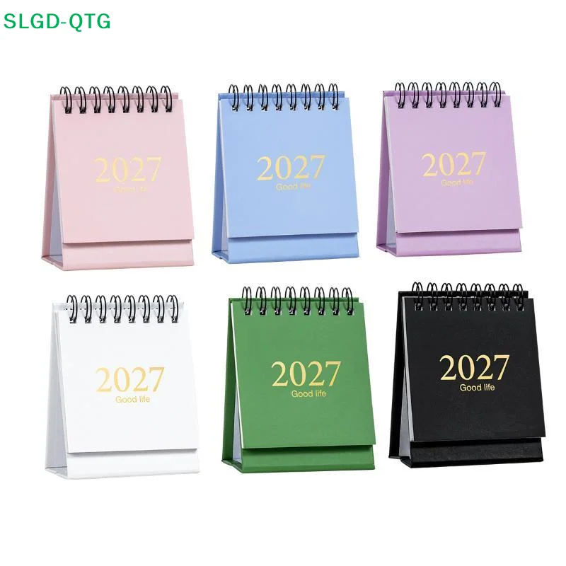 *1Pc 2027 Morandi Color Mini Desk Calendar 18 Months Desktop Plan Calendar Memo Message Small Ornaments Office Supplies Students