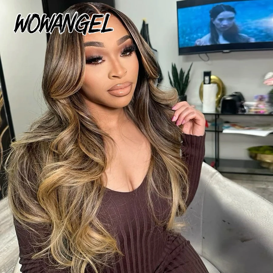 WOWANGEL Honigblonde Balayage Highlight Perücke Body Wave Echthaarperücken 5x5 HD Lace Glueless Perücken Vorbehandeltes brasilianisches Haar – Detail 2