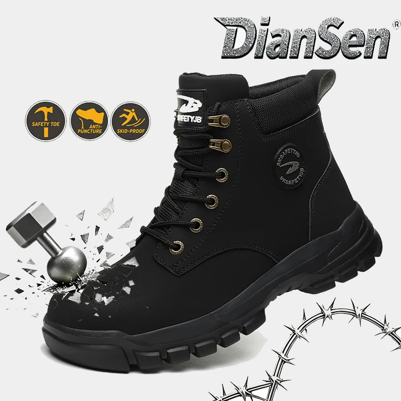 أحذية تأمين العمل للرجال عالية الجودة مضادة للتحطيم ومضادة للثقب أحذية أمان مقاومة للاهتراء وغير قابلة للانزلاق أحذية عمل البناء