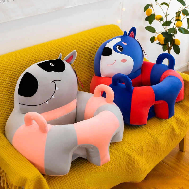 Baby Sofa Support Seat Cover Cartoon Plush Seat Leather Shell Children Toddlers Chair for Newborns Washable No Filling Material