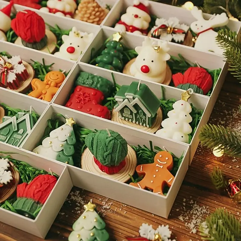 Christmas Scented Gift Set,Christmas Aromatherapys Natural Soys Wax for Christmas Gift Home Decors B03E