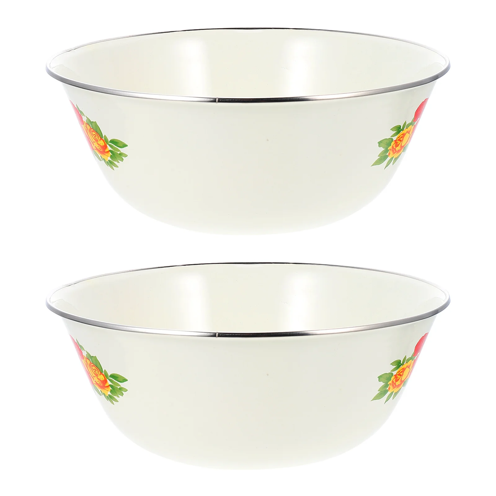 

2 Pcs Camping Enamel Basin Miss Fettuccine Pasta Food Containers Knead Dough Basins