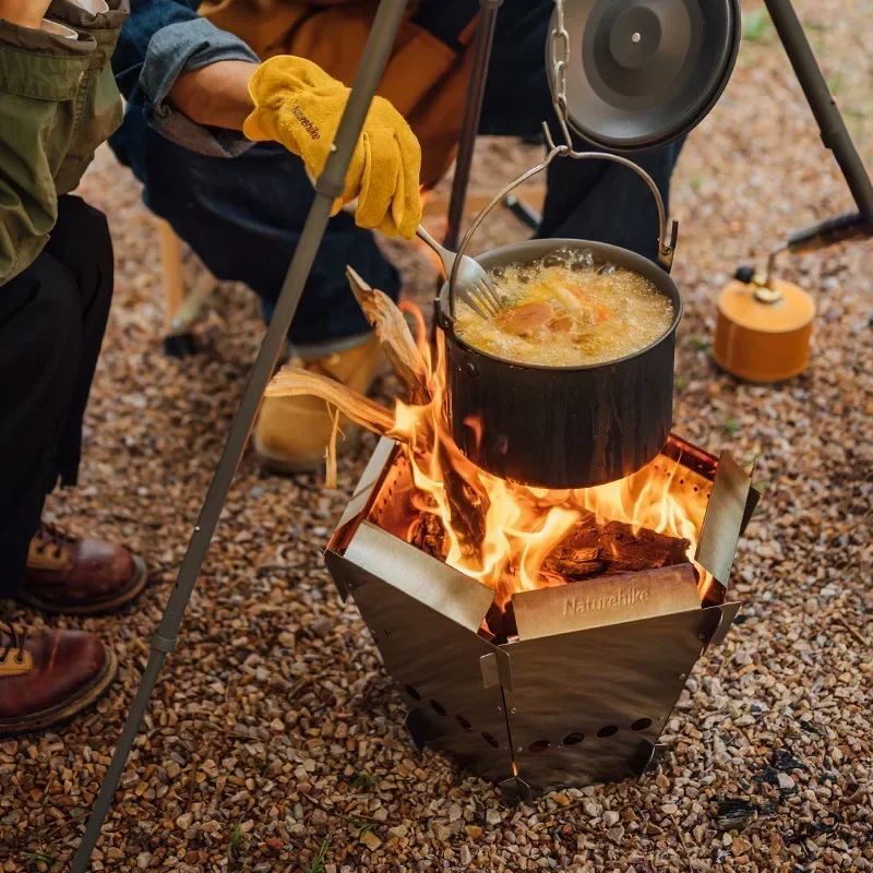 Naturehike Griglia per Fuoco Pieghevole in Acciaio Inossidabile da 6 Pezzi Rimovibile per Campeggio Esterna Picnic Cucina Stufa di Riscaldamento Stufa a Legna Portatile