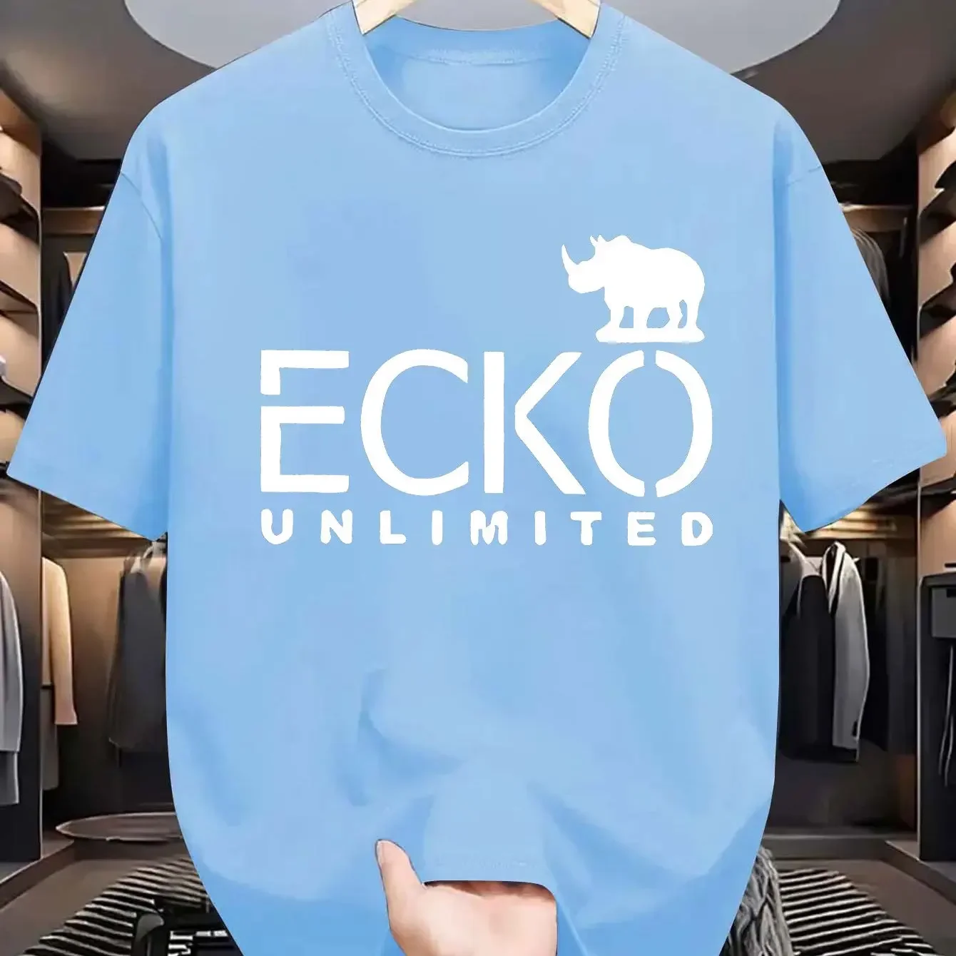Ecko Unlimited Simple Text Rhino Graphic Tee Best Seller Korea US Classic Hip Hop Soft Lightweight Mens Short Sleeve Top