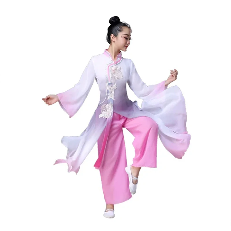 Clssic – Costume de Performance nationale chinoise pour filles, vêtements de danse folklorique pour enfants, Fan de danse, tenue de danseuse ethnique pour enfants