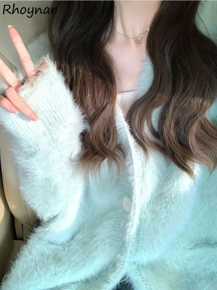 بالأزرار النسائية Ulzzang نقية الحد الأدنى سترة معطف كسول نمط رقيق جيوب كلية زر يطير الشتاء الخريف كل مباراة الأزرق