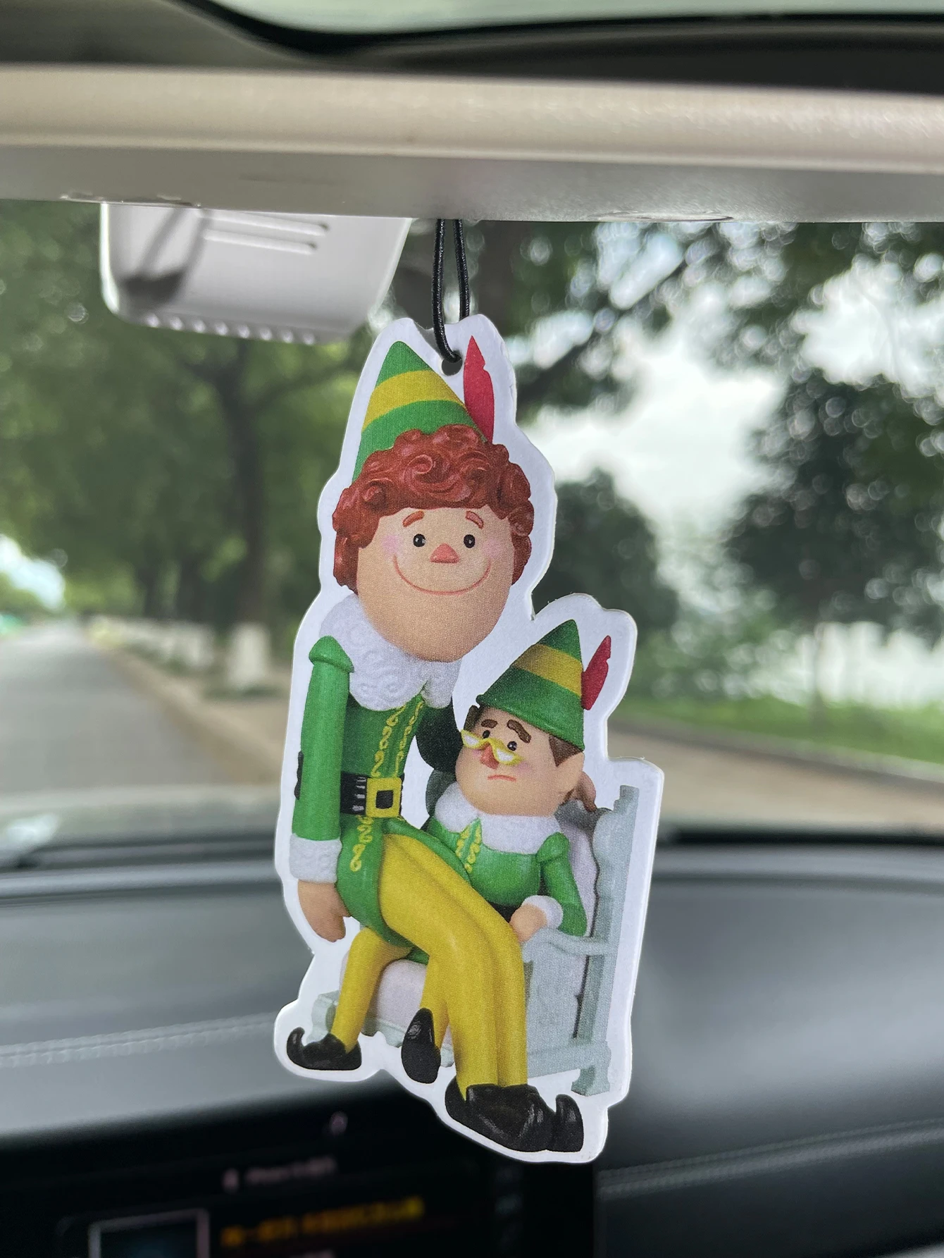 Christmas Elf Buddy Hanging Car Air Freshener, Holiday Cartoon Elf Character Scented Paper Card, Natural Plant Extract Alcohol‑F