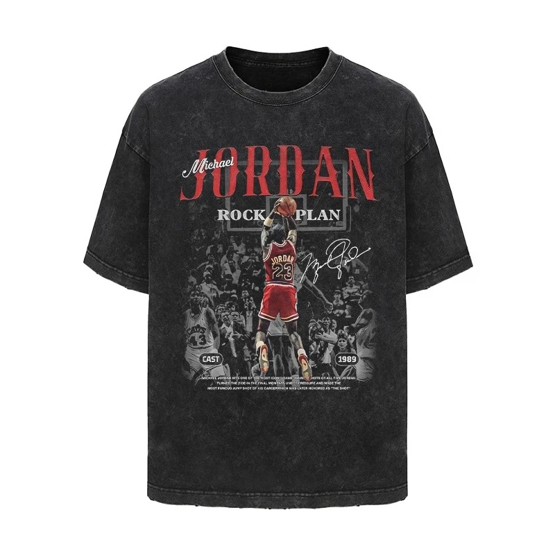 

The Summer Star MJ's Jump Shot Back View American T-shirt Is A Popular Men's and Women's Basketball T-shirt Among Fans