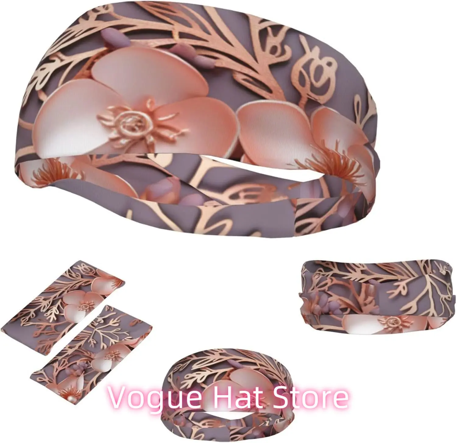 

Sports Headband for Men Women Moisture Wicking Athletic Sweatband Rose Elegant Decorative Floral Workout Sweat Bands Non Slip He