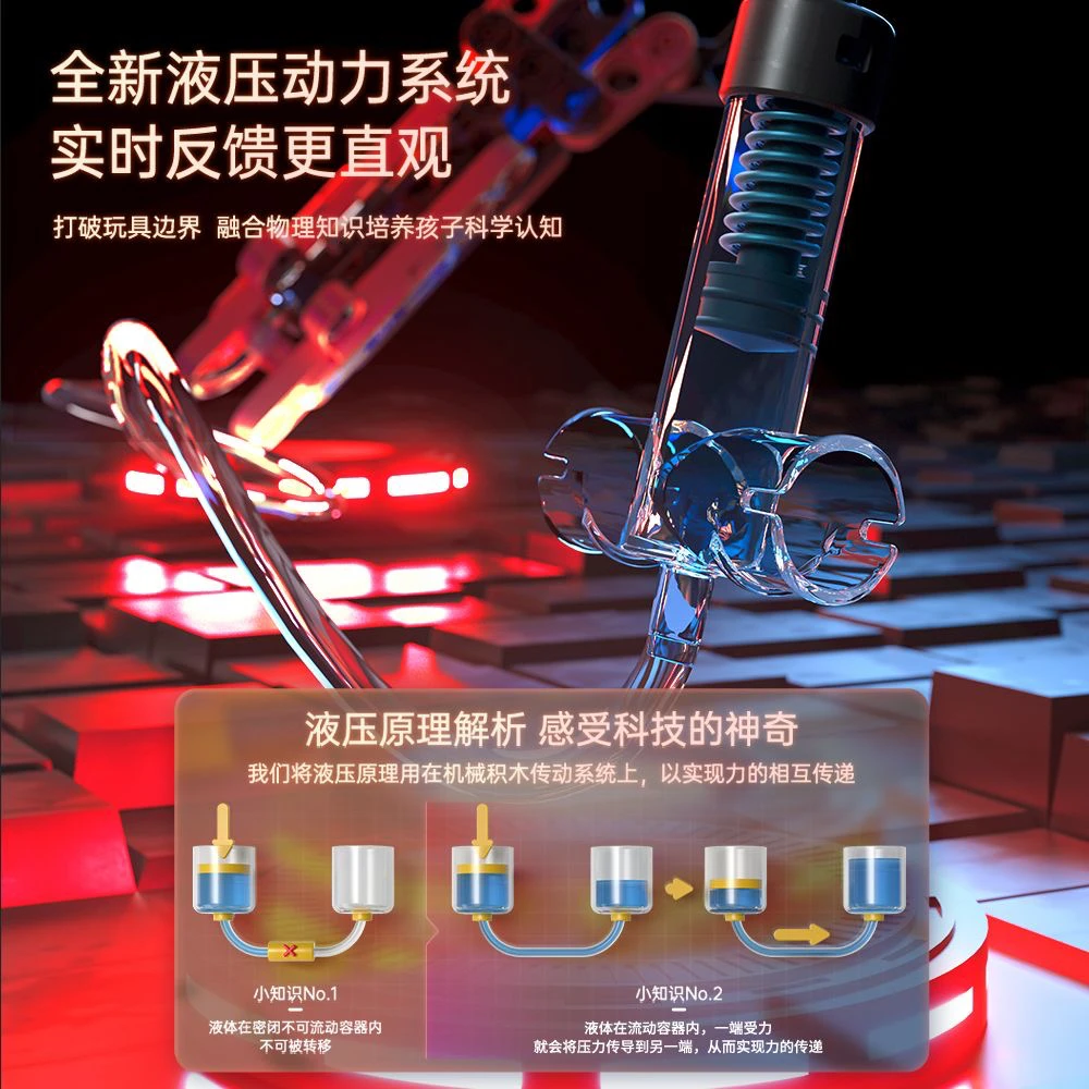 BLOKEES Red Dragon Flame Blocco di montaggio idraulico Pistola giocattolo Set di particelle di grandi dimensioni Regalo ideale per ragazzi per la festa dei bambini