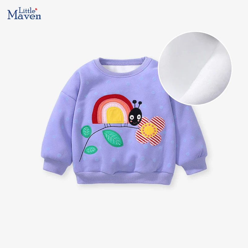 

Little maven Children Winter Clothes Animal Embroidery Fleece Hoodie Sweatshirt Cartoon Cute Sweater kids Baby Girls Tops Hoody