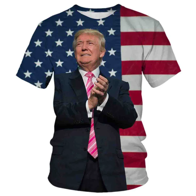 3d Print Donald Trump T-Shirt Men 2024 Presidential Support Graphic Short Sleeved Loose T Shirt Street Round Neck Tops Tees