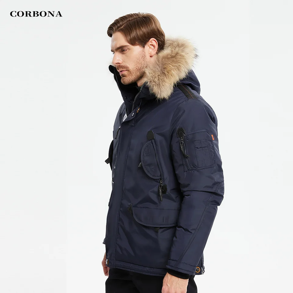 2023 CORBONA New Men's Jackets Winter Coat Real Ful Collar  Multifunctional Business Fashion Down Cotton Parka Thick Casual