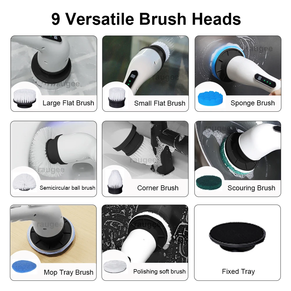 Electric Cleaning Brush 9 in 1 Multifunctional Rotatable Brush Cleaning for Household  Kitchen Bathroom Cleaning Electric Brush