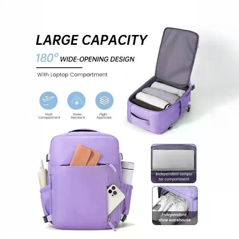 Large Wear-resistant Travel Backpack 40x30x20cm Approved for Budget Airlines Carry-on Bag for Short Vacation