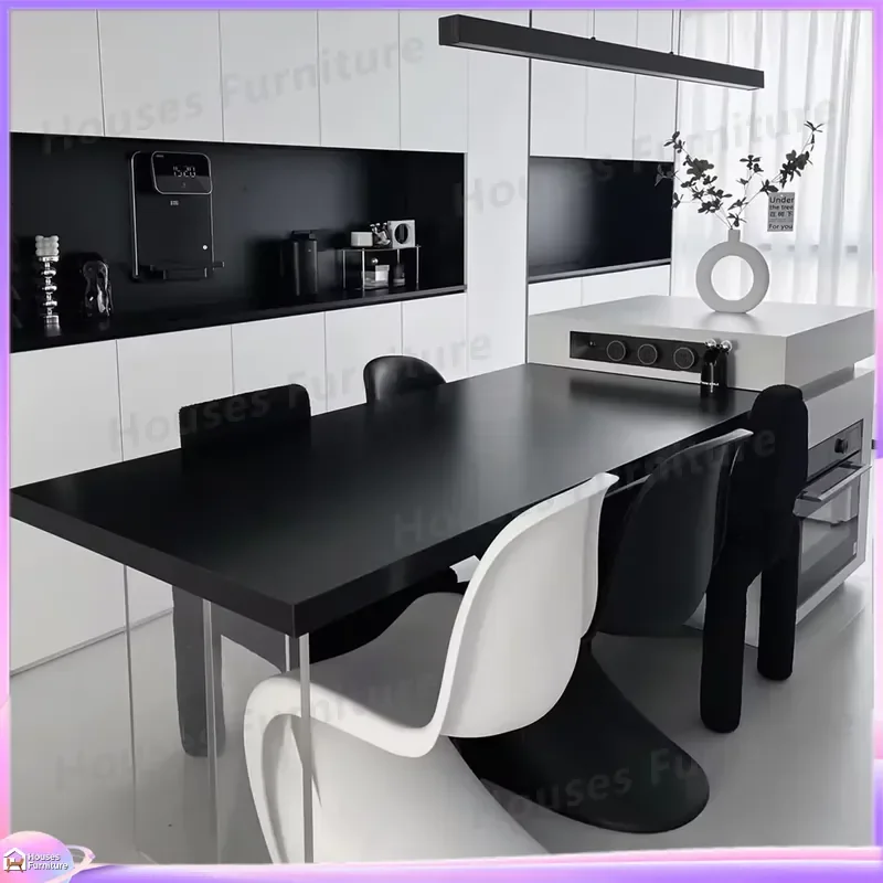 Foldable Rectangular Dining Table Portable Expandable Solid Wood Table Modern Italian Style Home Hotel Restaurant Use Space