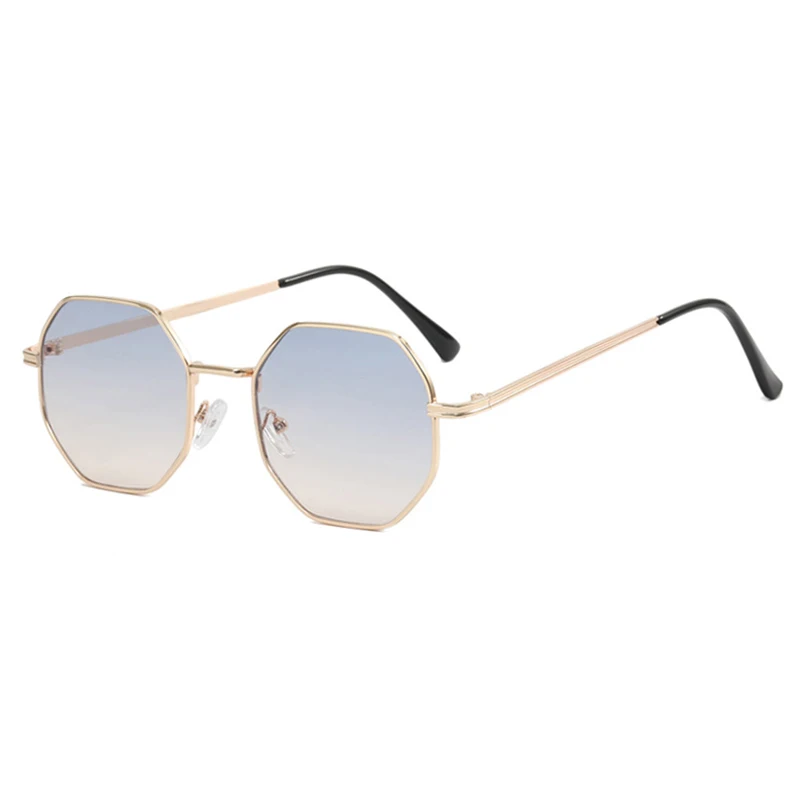 Gafas de sol poligonales Vintage para hombre y mujer, lentes de sol pequeñas de Metal de lujo, a la moda, para conducir al aire libre y vacaciones