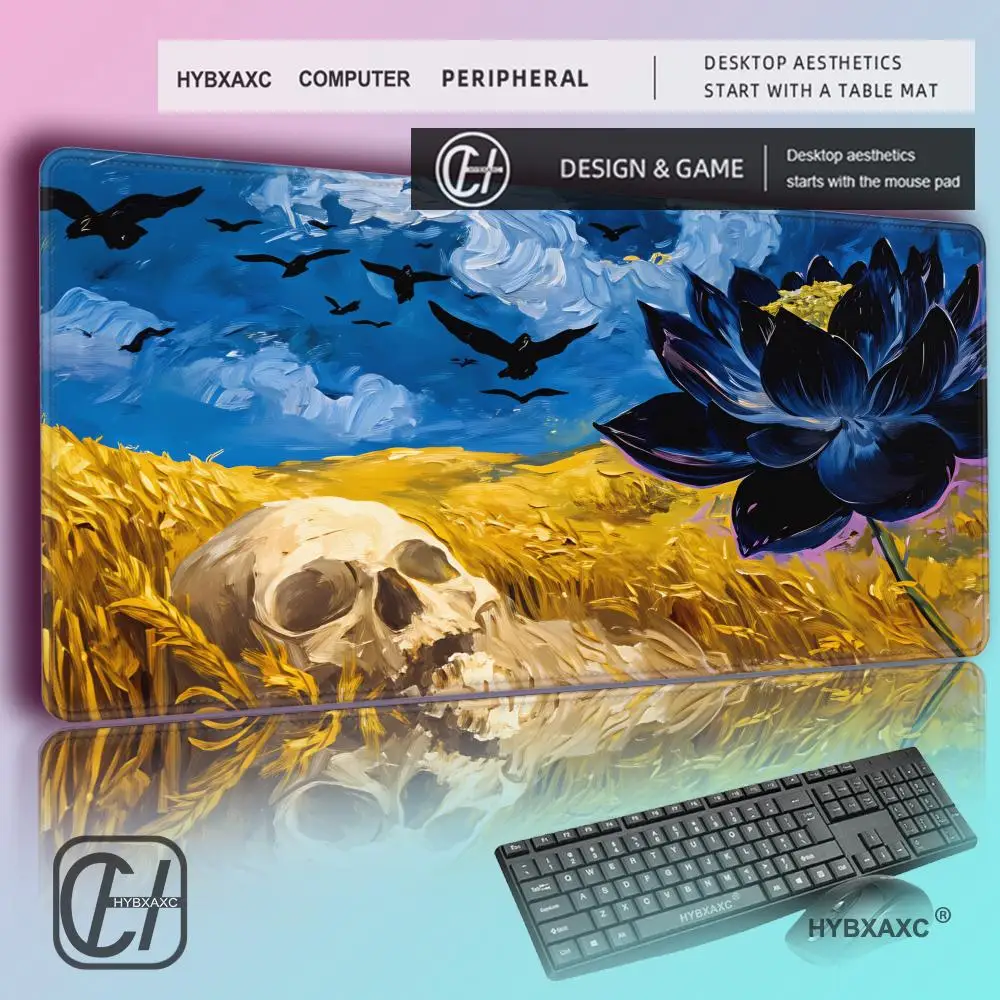 HYBXAXC Van Gogh's Starry Night and Lotus Design Mouse Pad Computer  Mousepad Anti-slip Playmat for MTG DTCG CCG RPG Trading Rug