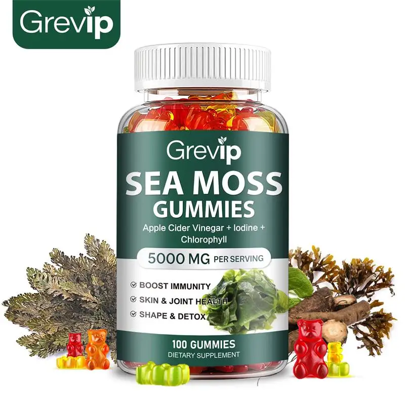 Sea Moss Gummies 5000mg - with Irish Sea Moss, Burdock Root, Bladderwrack - Supports Thyroid, Skin, Gut Health, Antioxidant