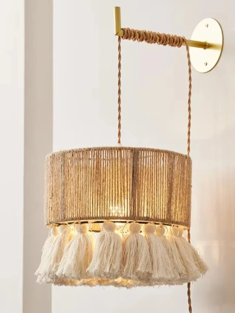

Japan Hotel Corridor Lobby Restaurant Wall Light Bohemian Tassels Wall Lamp Wabi Sabi Living Room Porch Wall Lamps For Home