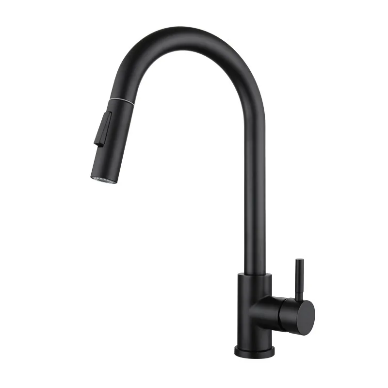 

304 stainless steel pulling faucet hot and cold induction kitchen telescopic faucet