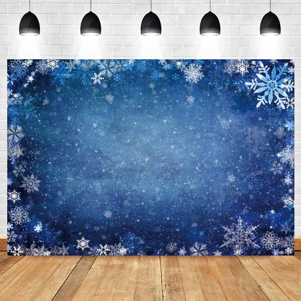 Winter Christmas Photography Backdrop Light Blue Silver Glitter Snowflakes Portrait Photographic Background Photozone Props