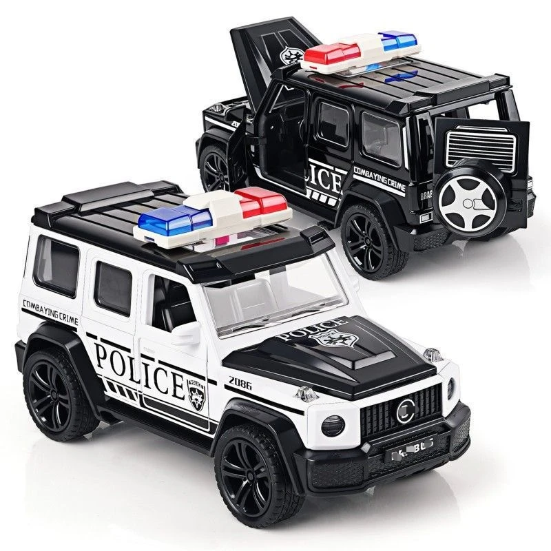 1:28 Big G Auto della polizia Simulazione per bambini Lega tirare indietro Modello di veicolo fuoristrada Regalo di compleanno