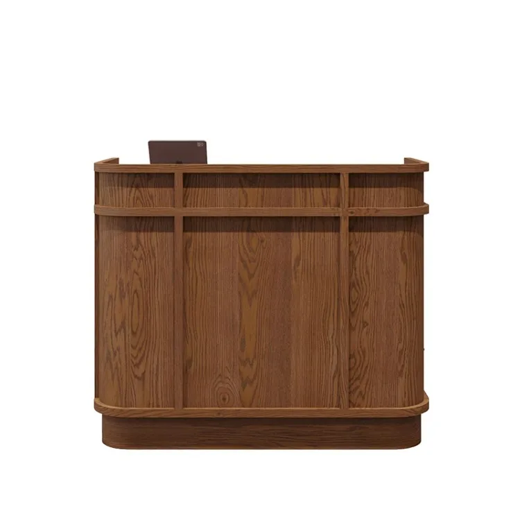 Vintage clothing store curved checkout page bar modern simple front desk reception counter