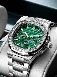 SAPPHERO Relojes para hombre Relojes de cuarzo de negocios de lujo Relojes luminosos con diamantes de acero inoxidable Relojes Regalos para hombres