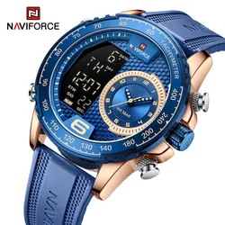 NAVIFORCE 2023 Unique Design Men's LCD Display Watch Luxury Luminous Silicone Strap Waterproof Wristwatches Relogio Masculino