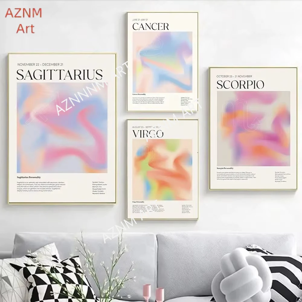 Sternbild Schütze Wandkunst Leinwanddruck Astrologie Farbverlauf Aura Tierkreiszeichen Poster Horoskop Bilder Wohnzimmer Heimdekoration