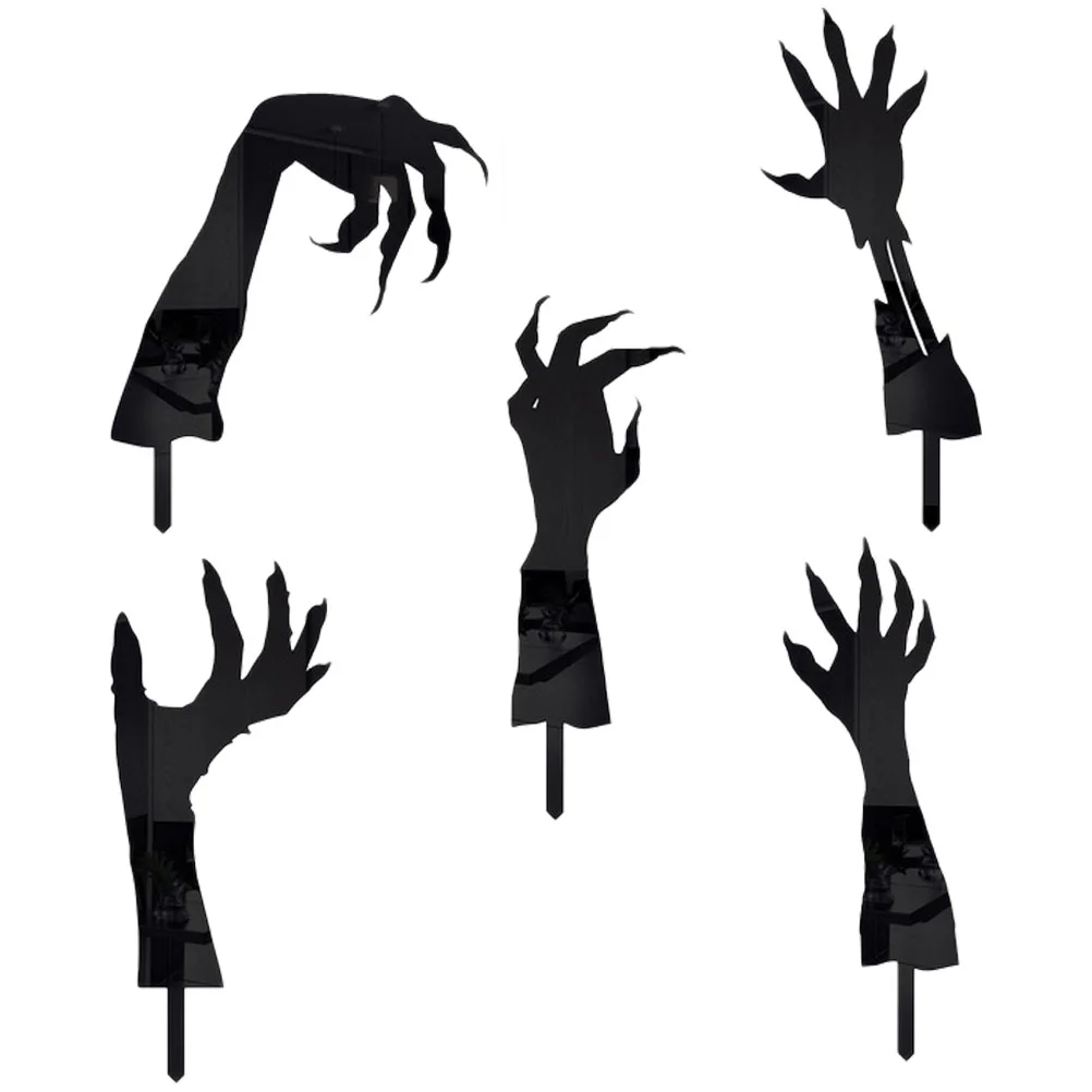 5 Pcs Acrylic Halloween Ghost Hand Outdoor Courtyard Decoration Ground Garden Silhouette 5pcs ( Combination) Sign