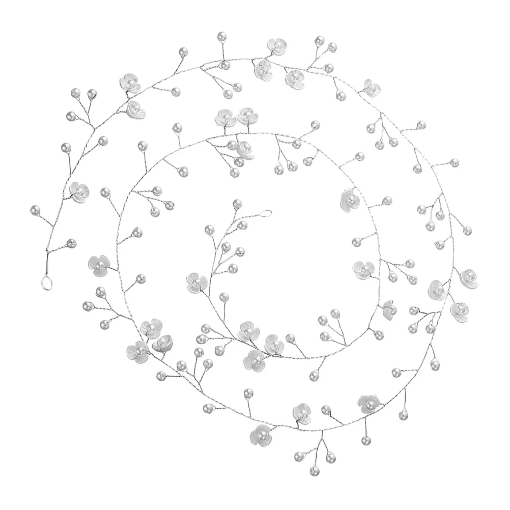 100 سنتيمتر لؤلؤة الزفاف هيرباند الزفاف خوذة الفضة شل زهرة الأسلاك النحاسية الشعر الكرمة عقال الزفاف غطاء الرأس الطرف