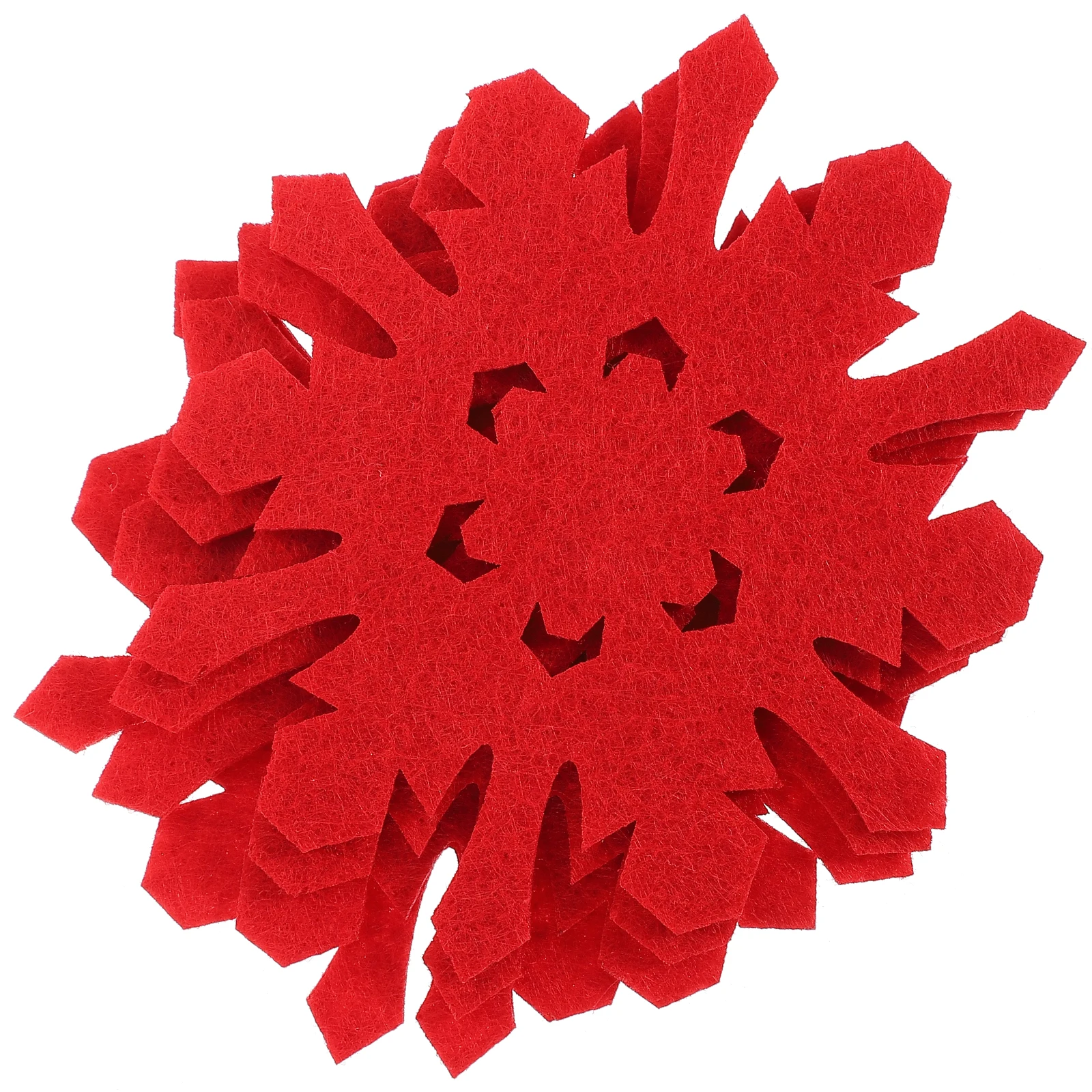 

8pcs Snowflake Coasters Felt Christmas Cup Mats Heat Insulating White Tableware Decorations for Kitchen Home Coffee Tea