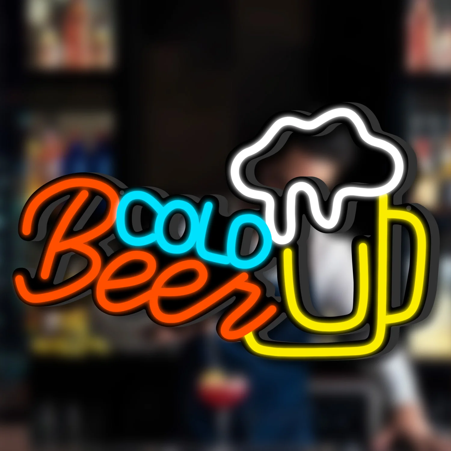 冷たいビールのネオンサイン 1 個、ビールバー、キッチン、レストラン、男性の隠れ家パーティー、ハロウィーン、クリスマス、壁の装飾に使用されます。