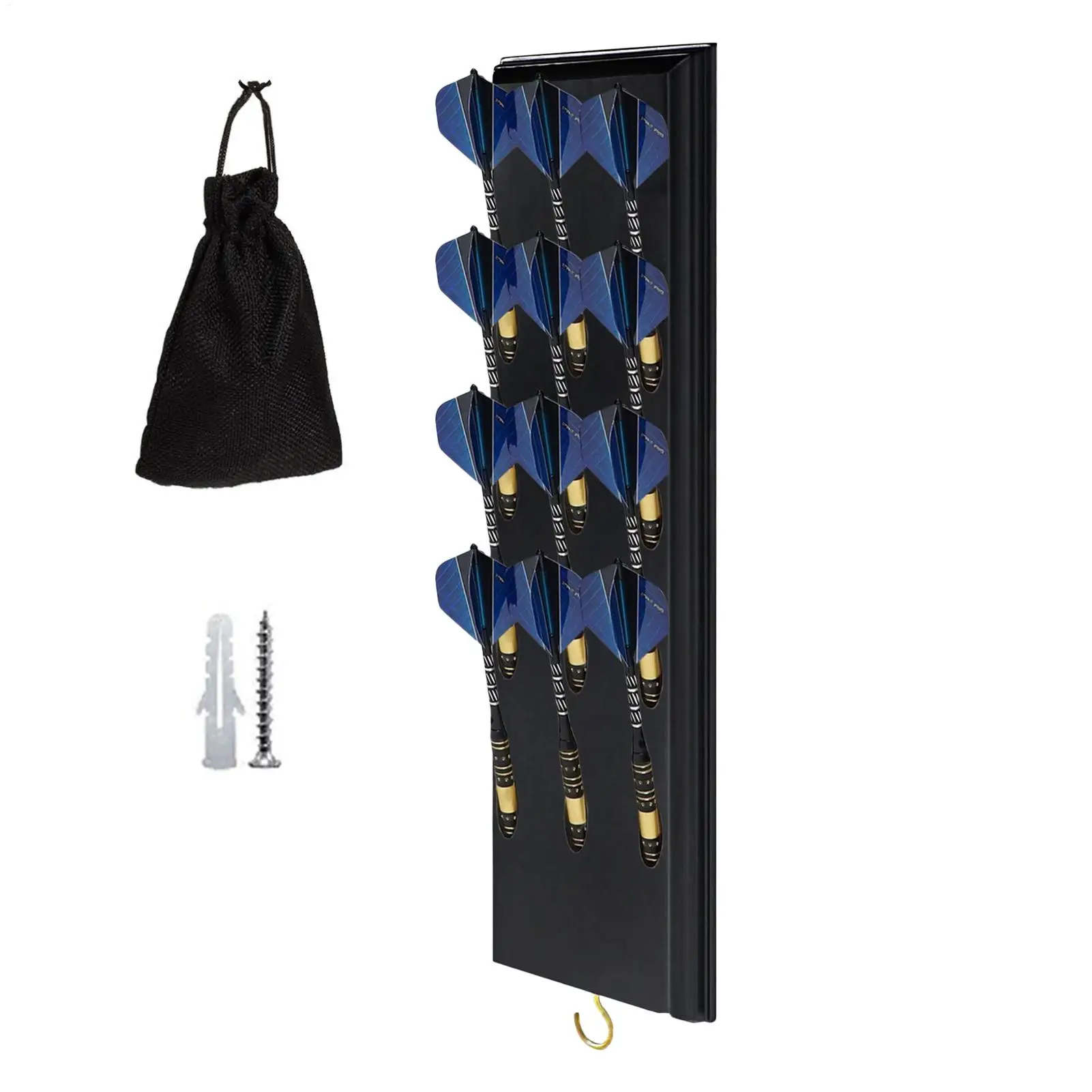 Wooden Dart Holder Display Stand with Storage Bag Space Saving Organizer & Wall Mount for Home Game Room Bar Office Decor