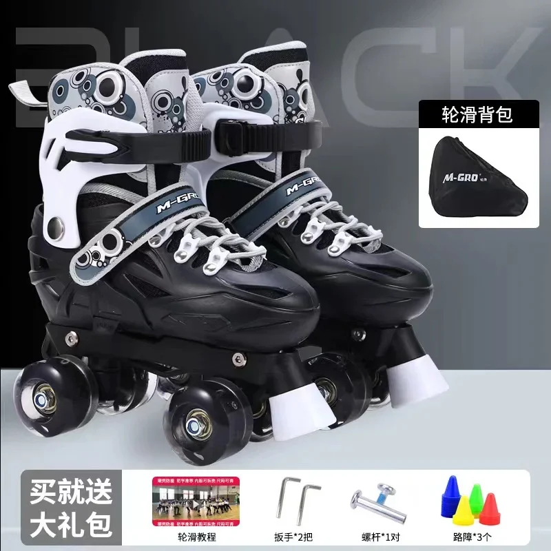 Inline Skate Shoes,Patines Sport Beginner Double Row Adult Men Women 4 Wheels Single Row Inline Skating Quad Sneakers